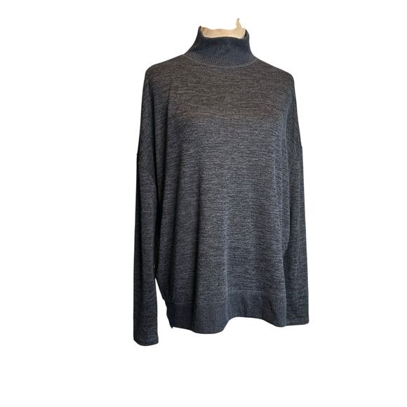 Time & Tru blue black marbled long sleeves mock neck sweater size Medium - Picture 1 of 9